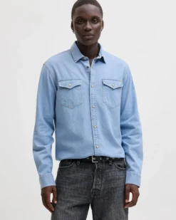 JACK & JONES - CAMICIA JEANS MANICA LUNGA LIGHT BLUE DA UOMO