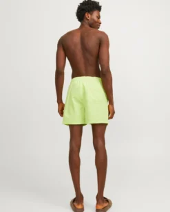 JACK&JONES - Costume da bagno lime con logo laterale e tasche