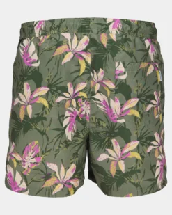 JACK&JONES - Costume da bagno verde con trama floreale e tasche