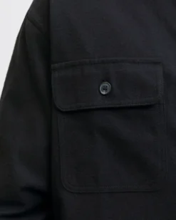JACK&JONES - GIACCA CAMICIA NERA DA UOMO IN FLANELLA