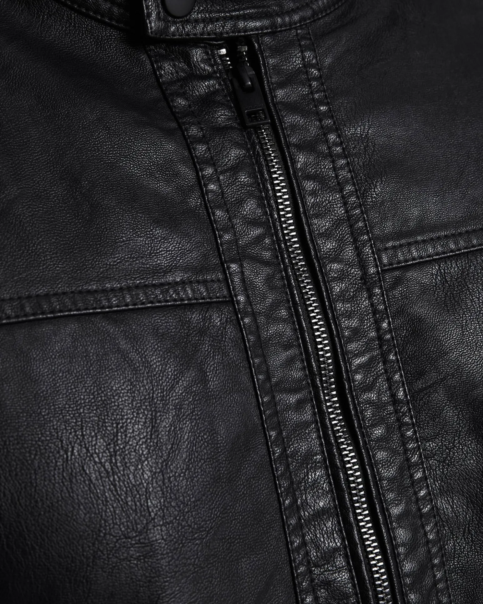 JACK&JONES - GIUBBINO UOMO IN ECOPELLE NERO