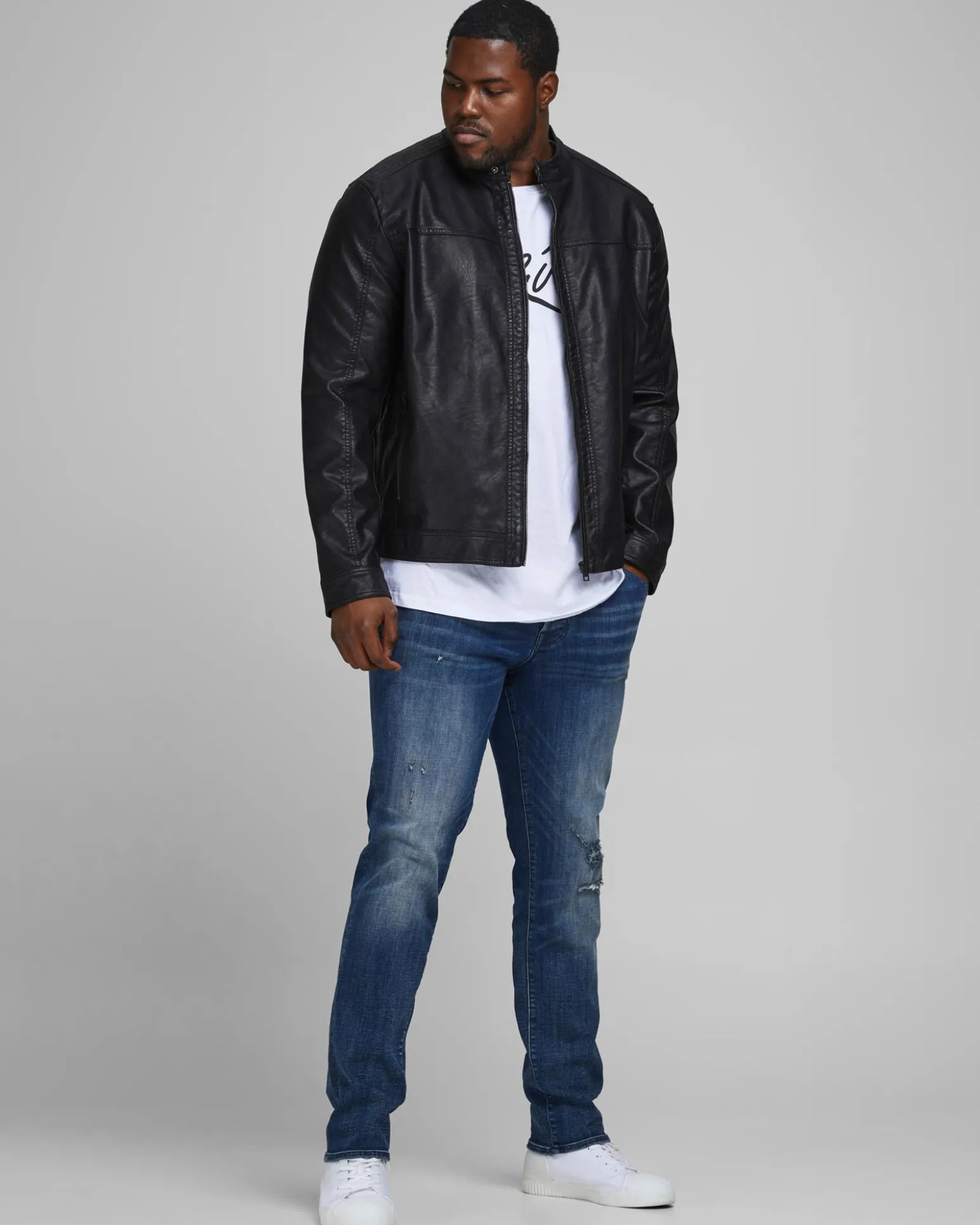JACK&JONES - GIUBBINO UOMO IN ECOPELLE NERO