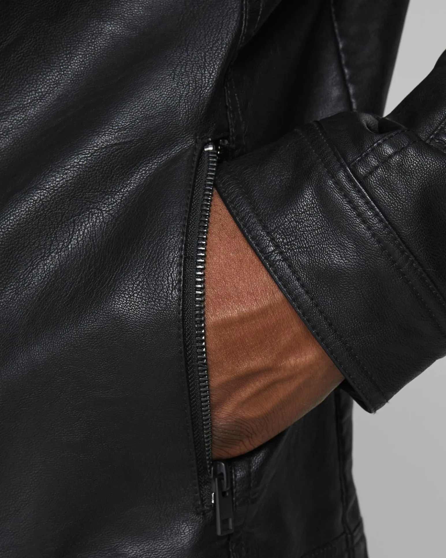 JACK&JONES - GIUBBINO UOMO IN ECOPELLE NERO