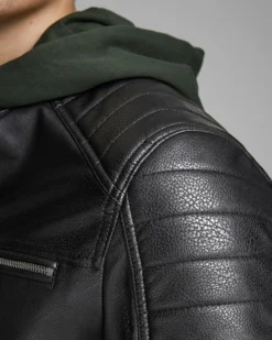 JACK&JONES - GIUBBINO UOMO IN ECOPELLE NERO