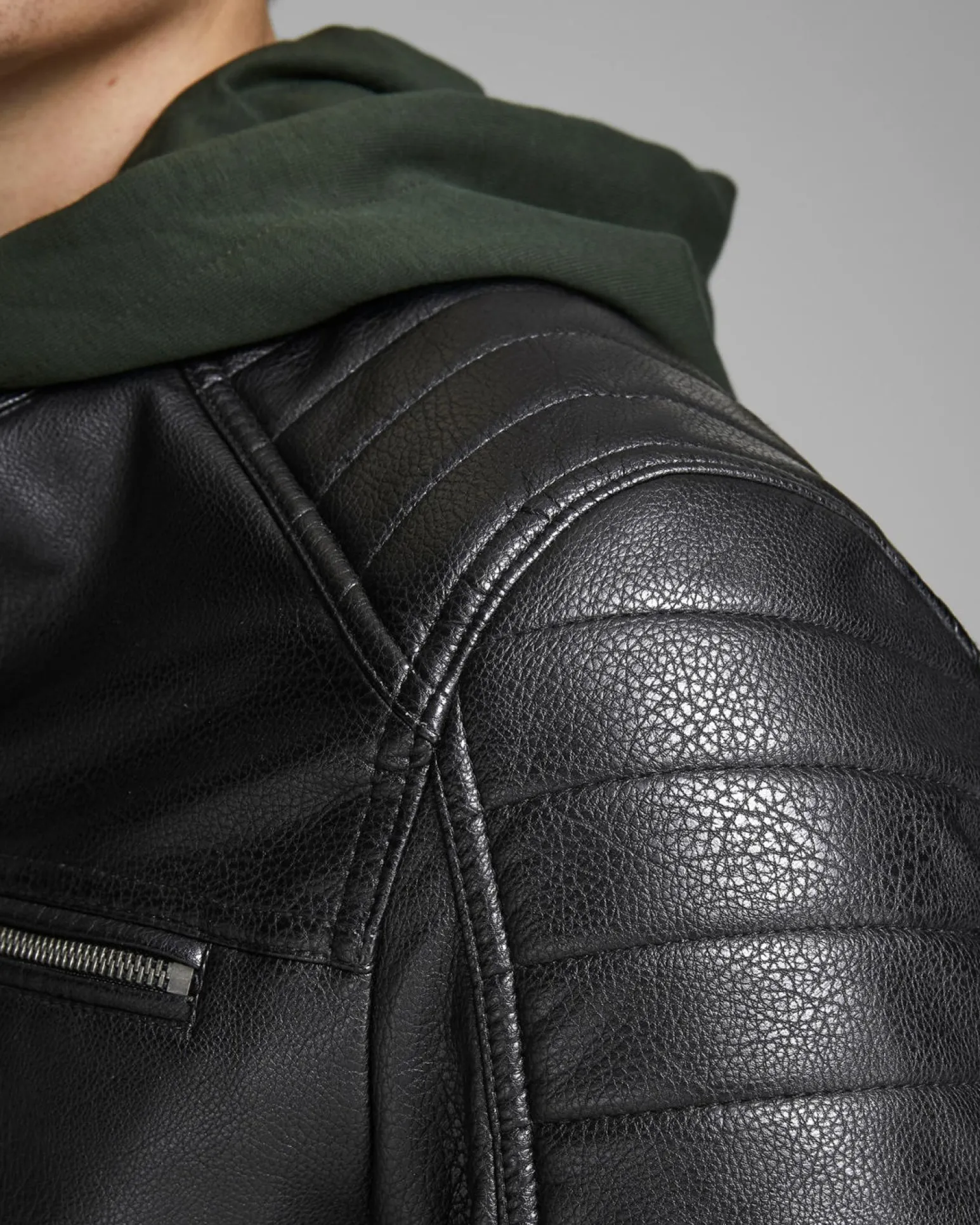 JACK&JONES - GIUBBINO UOMO IN ECOPELLE NERO