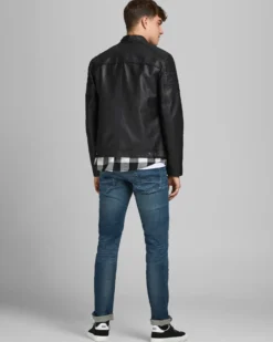 JACK&JONES - GIUBBINO UOMO IN ECOPELLE NERO