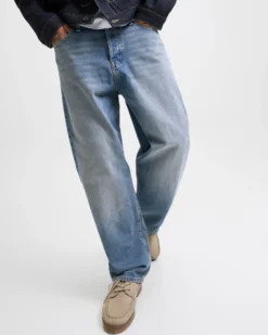JACK&JONES - JEANS 5 TASCHE BLUE DENIM SABBIATO BAGGY ALEX DA UOMO