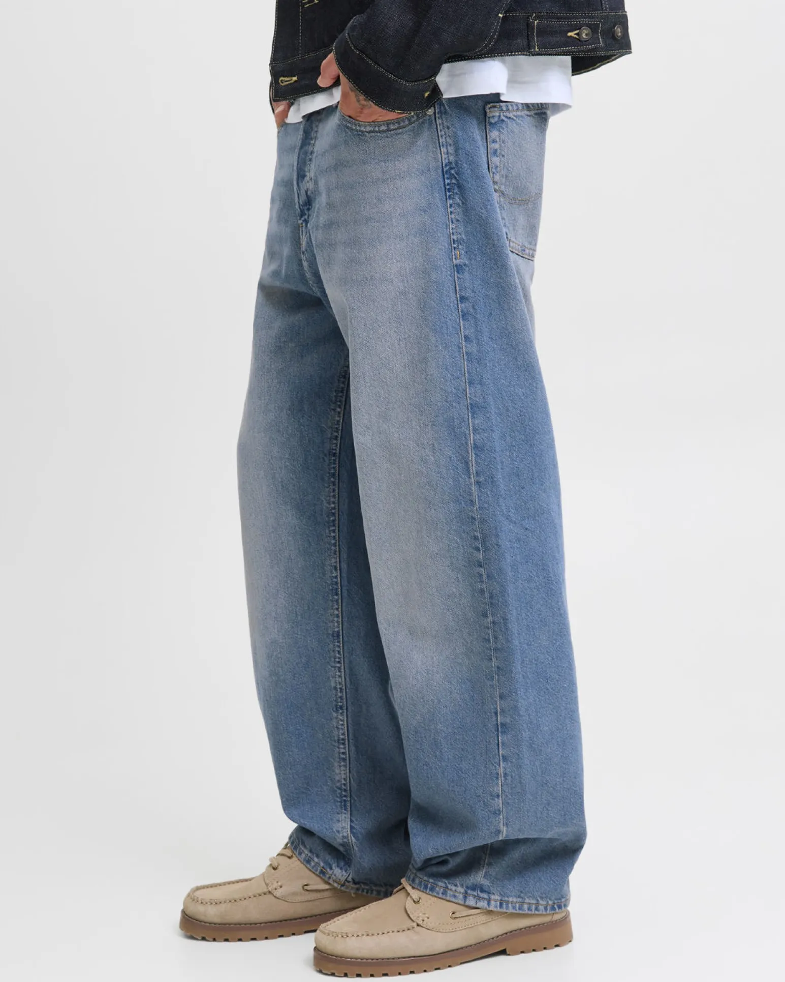 JACK&JONES - JEANS 5 TASCHE BLUE DENIM SABBIATO BAGGY ALEX DA UOMO