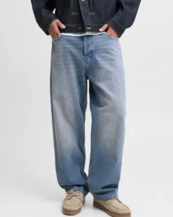 JACK&JONES - JEANS 5 TASCHE BLUE DENIM SABBIATO BAGGY ALEX DA UOMO