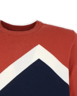 JACK&JONES - MAGLIA PULLOVER MANICHE LUNGHE ARANCIO E BLU