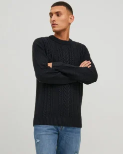 JACK&JONES - Maglione blu da uomo a girocollo