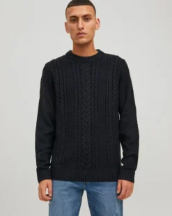 JACK&JONES - Maglione blu da uomo a girocollo