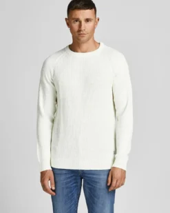 JACK&JONES - MAGLIONE UOMO A GIROCOLLO BIANCO