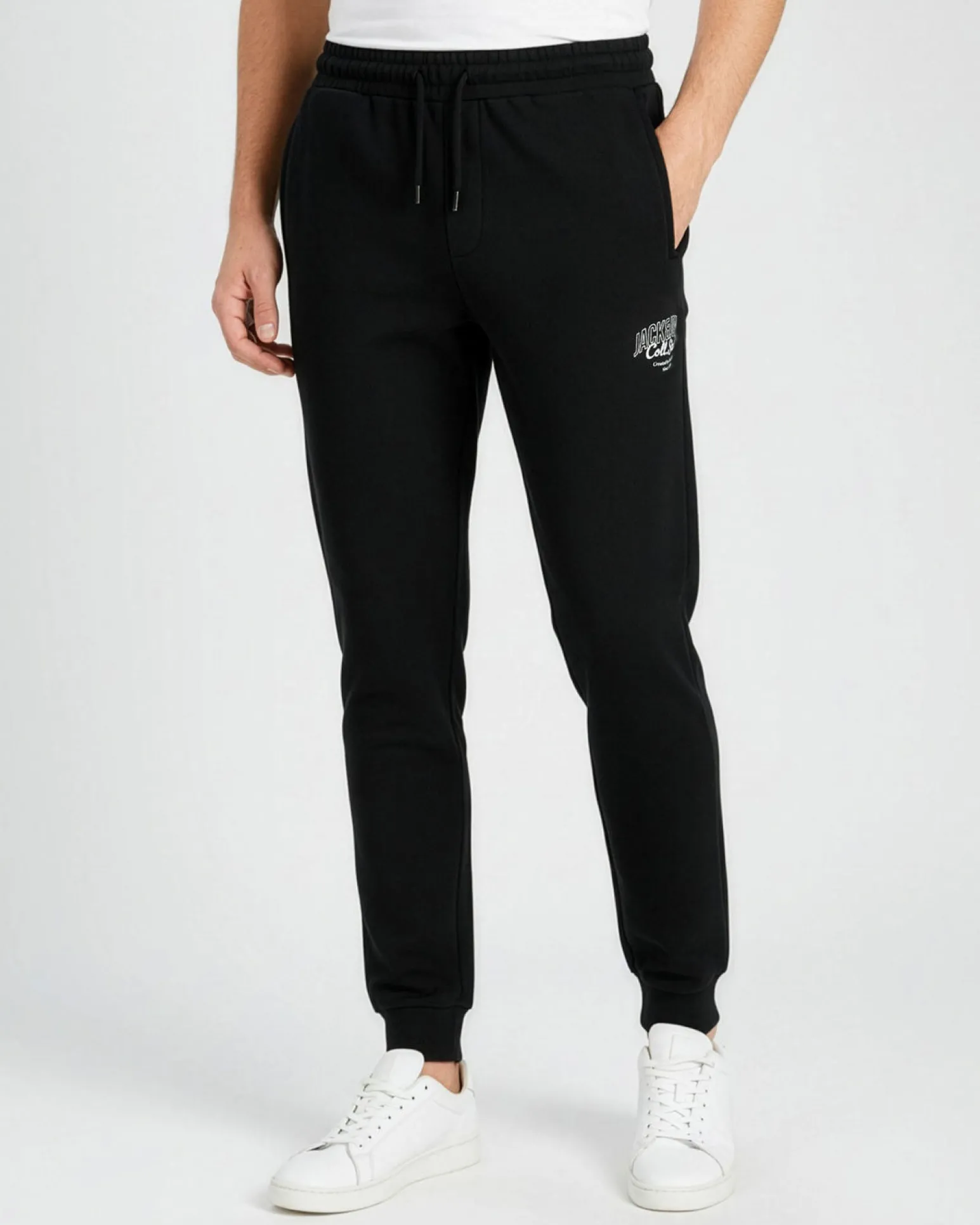 JACK&JONES - PANTALONE FELPA NERO DA UOMO GORDON MAKOTO