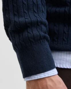 JACK&JONES - PULLOVER GIROCOLLO BLU DA UOMO CON CON TRECCINA