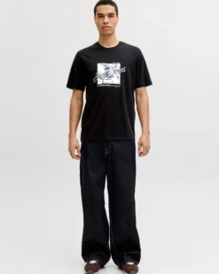 JACK&JONES - Tshirt manica corta honolulu nera con stampa