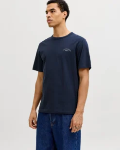 JACK&JONES - Tshirt manica corta college blu con logo