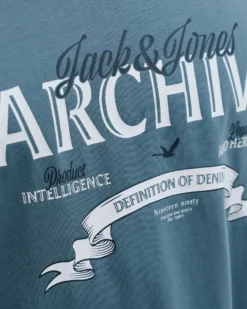 JACK & JONES - TSHIRT MANICA CORTA BLU POLVERE DA UOMO