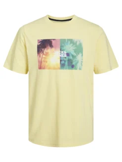 JACK&JONES - T-SHIRT MEZZA MANICA GIALLA DA UOMO IN COTONE