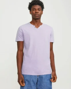 JACK&JONES T-SHIRT UOMO LILLA IN COTONE