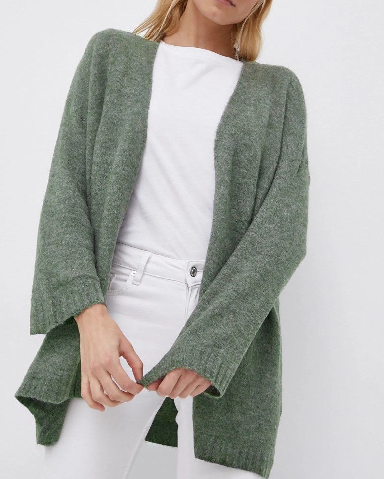 JACQUELINE DE YONG - Cardigan Elanora manica lunga knit noos verde