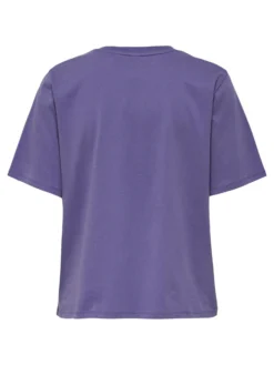 JACQUELINE de YONG - T-SHIRT MANICA CORTA VIOLA IN COTONE CON SCRITTA NEW YORK