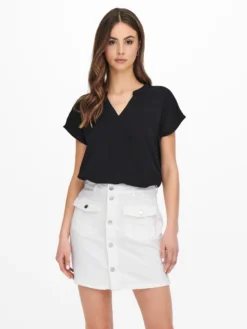 JACQUELINE DE YONG - TSHIRT MEZZA MANICA NERA DA DONNA