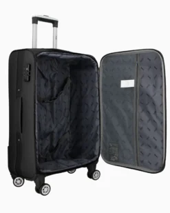 JAGUAR - TROLLEY NERO IN TESSUTO CON DOPPIA TASCA FRONTALE, COMBINAZIONE TSA E 4 RUOTE