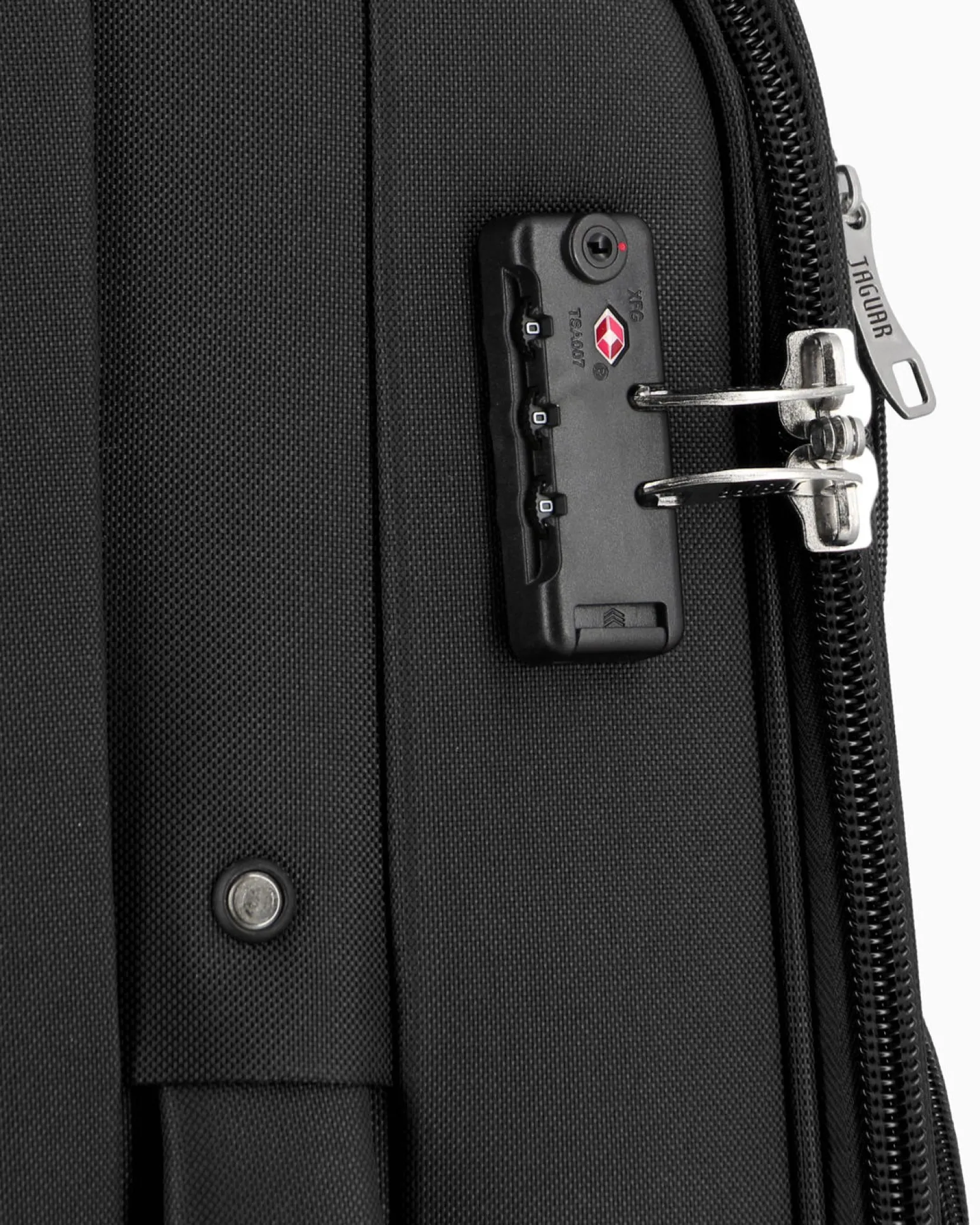 JAGUAR - TROLLEY NERO IN TESSUTO CON DOPPIA TASCA FRONTALE, COMBINAZIONE TSA E 4 RUOTE