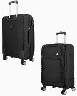 JAGUAR - TROLLEY NERO IN TESSUTO CON DOPPIA TASCA FRONTALE, COMBINAZIONE TSA E 4 RUOTE
