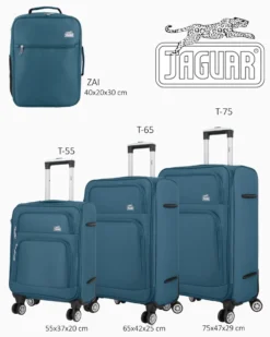 JAGUAR - TROLLEY PETROLIO IN TESSUTO CON DOPPIA TASCA FRONTALE, COMBINAZIONE TSA E 4 RUOTE