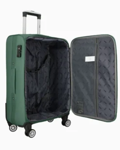 JAGUAR - TROLLEY VERDE IN TESSUTO CON DOPPIA TASCA FRONTALE, COMBINAZIONE TSA E 4 RUOTE