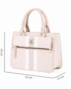 JUST GOLF - Borsa a mano cipria loggata con patta e tasca frontali, tracolla removibile