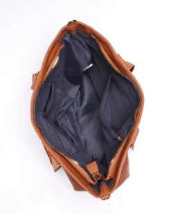 JUST GOLF - Borsa shopping marrone con tasca frontale e tracolla removibile