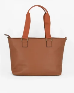 JUST GOLF - Borsa shopping marrone con tasca frontale e tracolla removibile
