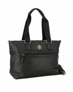 JUST GOLF - Borsa shopping nera loggata con tasca frontale e tracolla removibile
