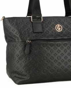 JUST GOLF - Borsa shopping nera loggata con tasca frontale e tracolla removibile