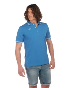 KAPPA - POLO AZZURRA DA UOMO CON BORDINO A CONTRASTO LOGO MALTAX 7