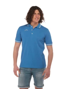 KAPPA - POLO AZZURRA DA UOMO CON BORDINO A CONTRASTO LOGO MALTAX 7