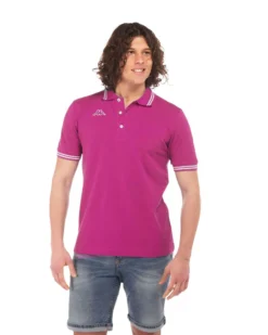 KAPPA - POLO FUXIA DA UOMO CON BORDINO A CONTRASTO LOGO MALTAX 6