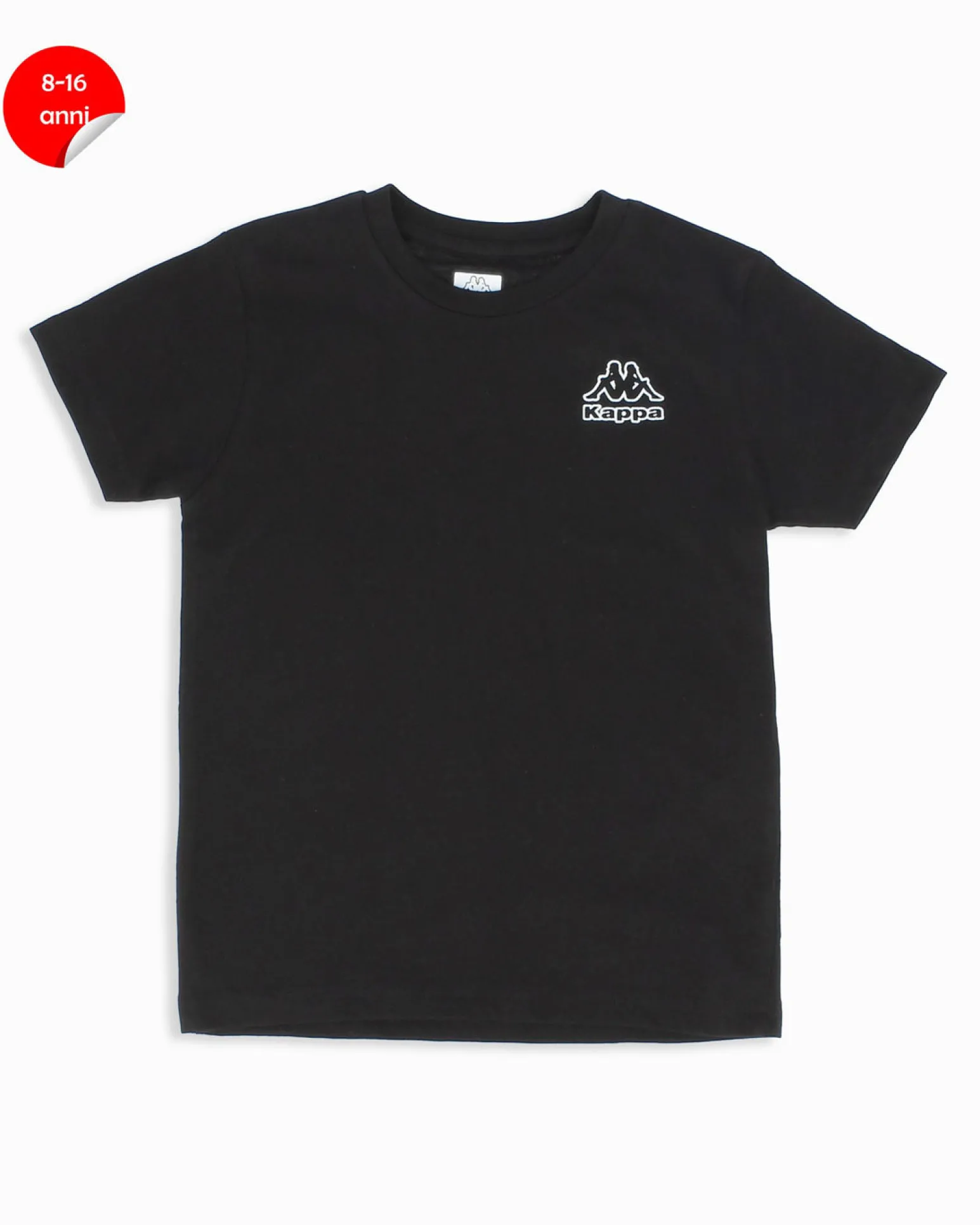 KAPPA -Tshirt manica corta nera ragazzi 8-16 anni in cotone