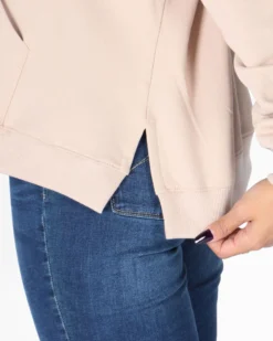 KEITH HARI - Felpa marrone/panna/avorio da donna full zip con cappuccio