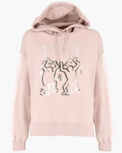 KEITH HARING - Felpa avorio con cappuccio da donna