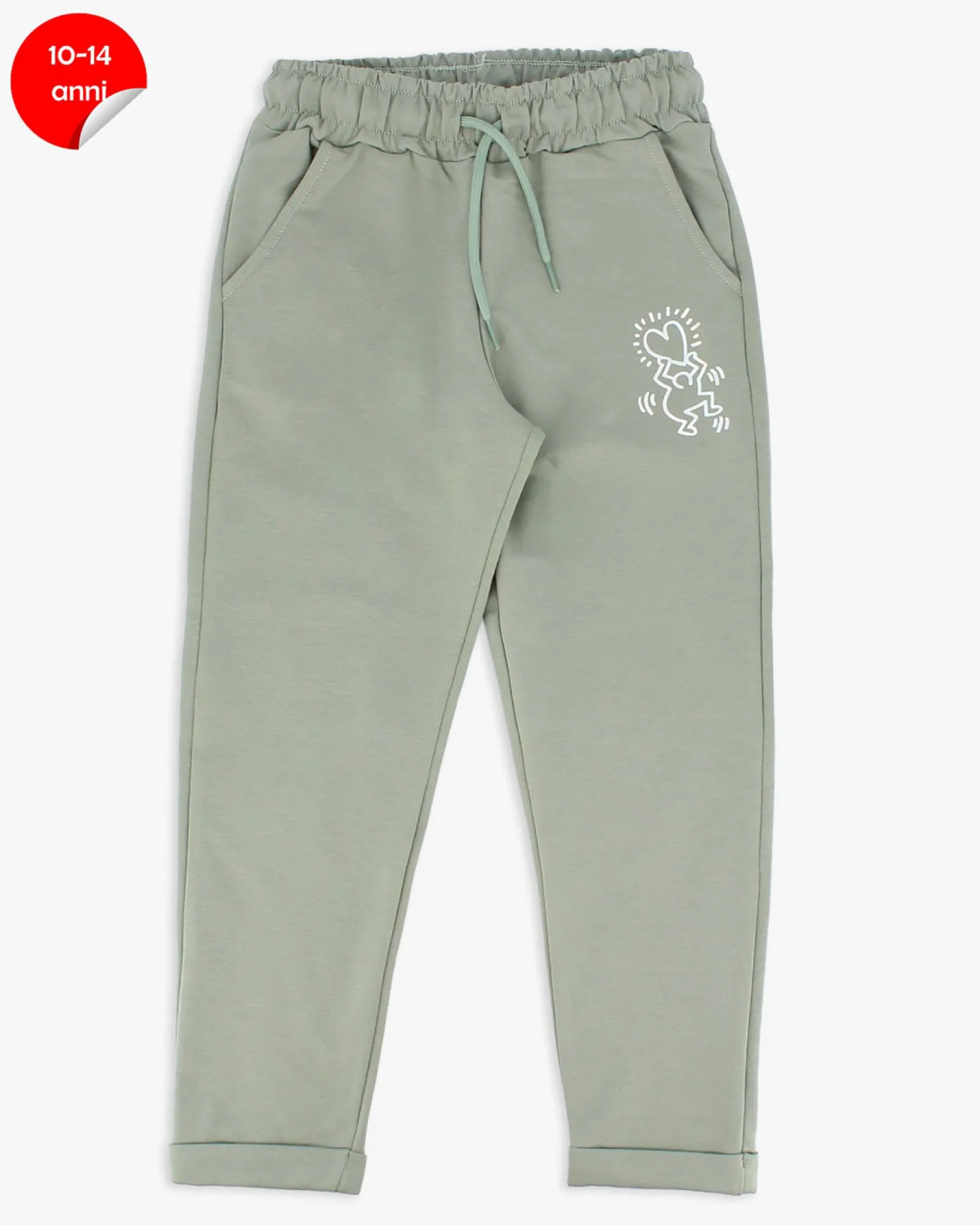 KEITH HARING - PANTALONE TUTA VERDE CON RISVOLTINO DA RAGAZZA