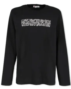 KEITH HARING - Tshirt nera a manica lunga da uomo con stampa skate