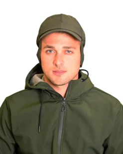 KEY UP - CAPPELLO INVERNALE VERDE  DA UOMO IMPERMEABILE  E ANTIVENTO CON PARAORECCHIE