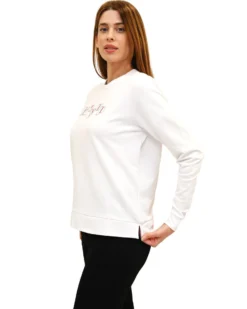 KEY UP - FELPA GIROCOLLO BIANCA DA DONNA