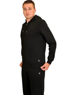 KEY UP - FELPA NERA DA UOMO CON ZIP E CAPPUCCIO