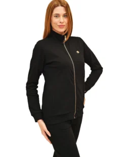 KEY UP - FELPA NERA FULL ZIP DA DONNA