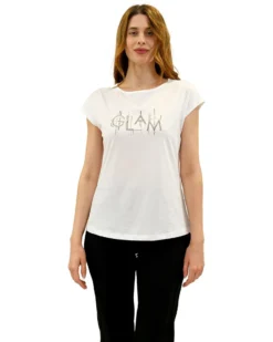 KEY UP - MAGLIA MEZZA MANICA DONNA BIANCA GLAM - 5S894/0001